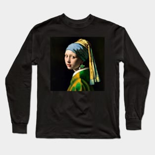 St. Paddy's Pearl: Girl with a Pearl Earring St. Patrick's Day Celebration Long Sleeve T-Shirt